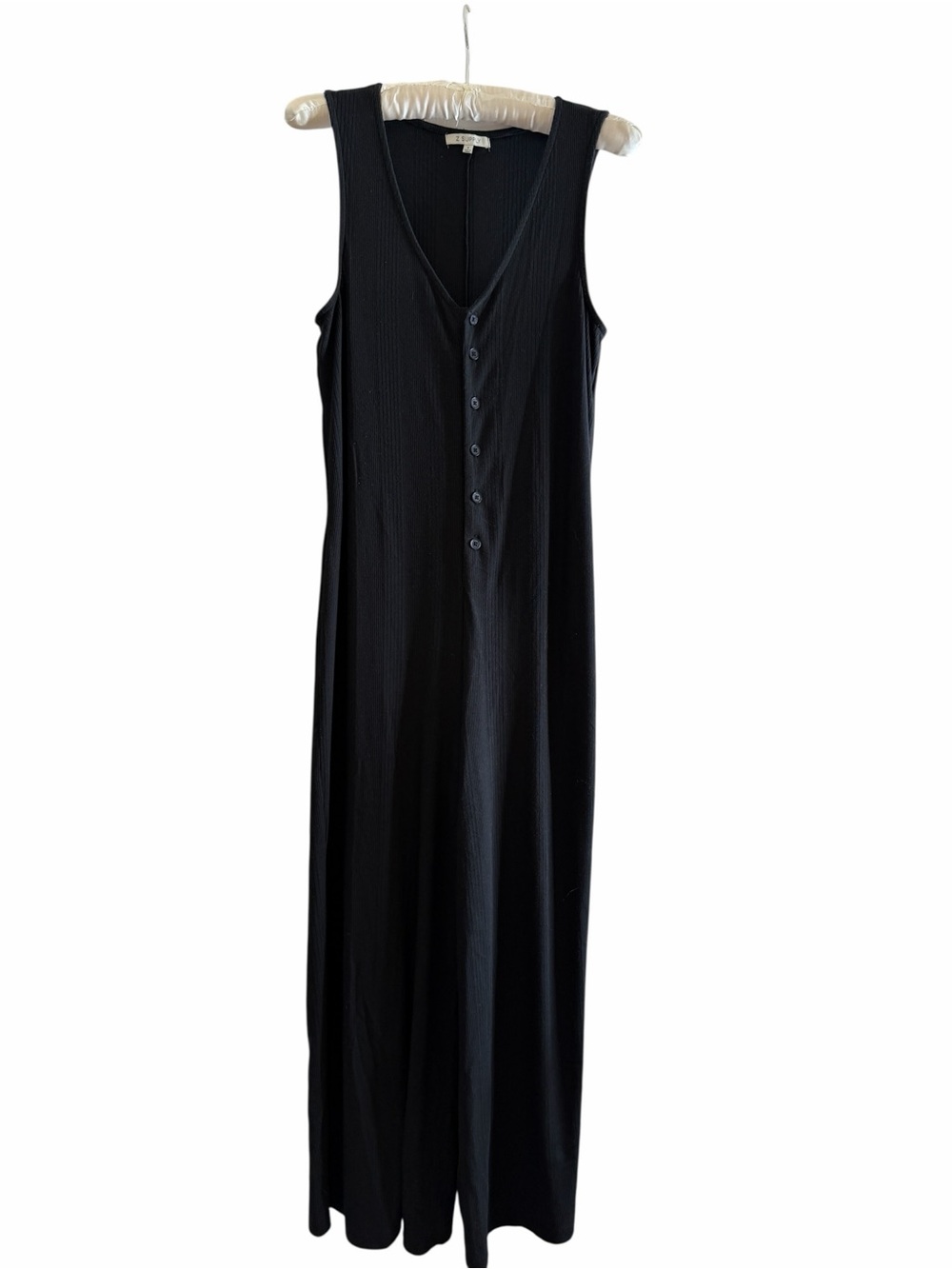 Z Supply Black Sleeveless Ribbed Wide Leg Jumpsuit